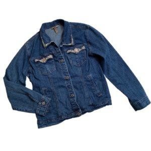 Country Door Denim Embroidered Jacket Size Large